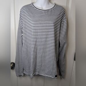 Denim & Flower Ricky Singh Women's Black/White Striped Pullover Shirt, Size XL